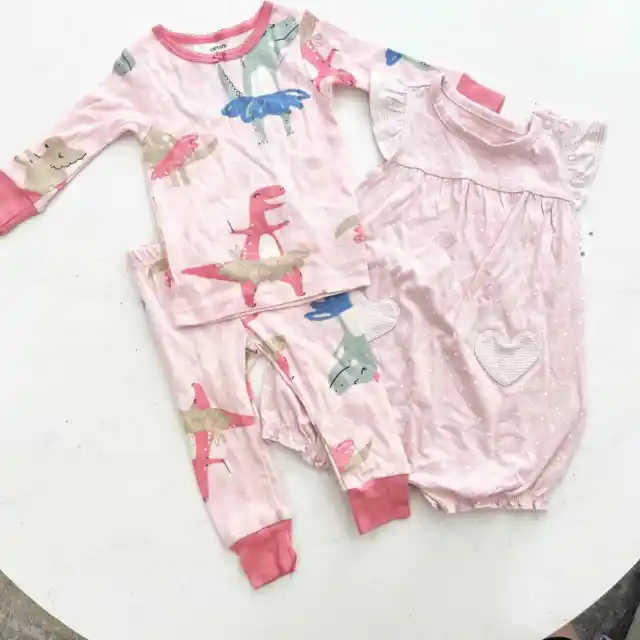 Carter's Bundle of 3 Baby Girl Pajamas Size 6 & 9 Months