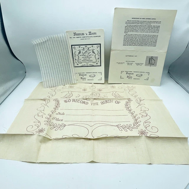 Patrón de bordado de certificado de nacimiento 123 de colección agujas y aros 14 x 17