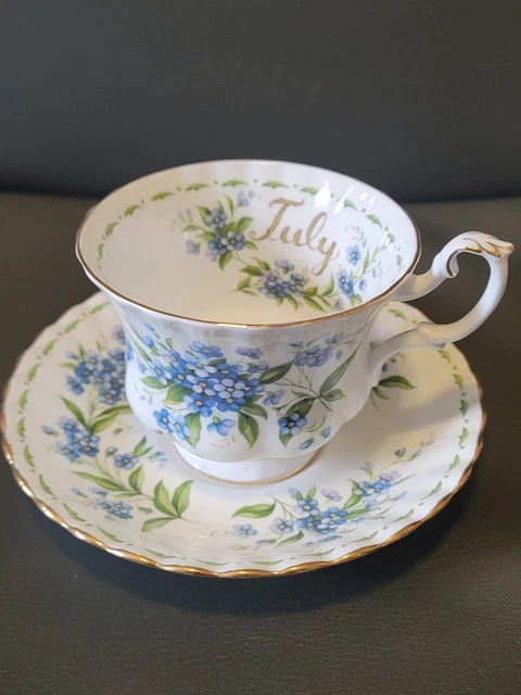 Royal Albert Bone China Teacup & Saucer July Flower Of The Month Forget Me Not