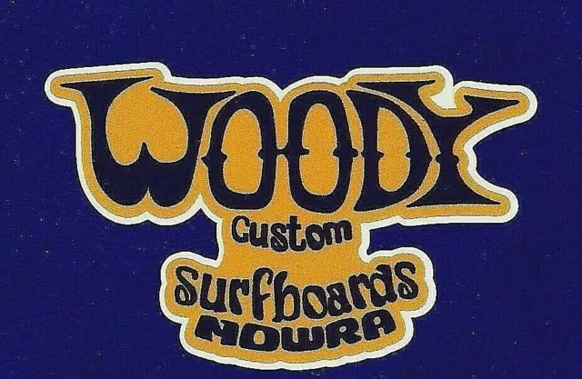 WOODY SURFBOARDS 1960s Manufacturer Sticker Decal LONGBOARD Surfing HOT ROD RAT