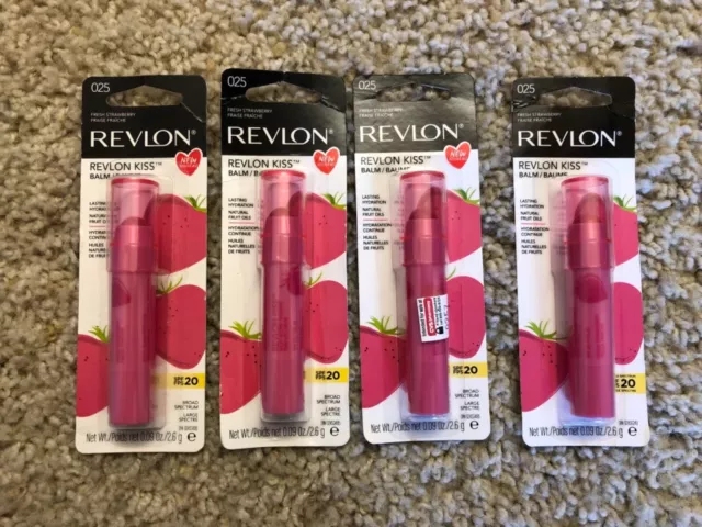 4 Revlon Kiss Lip Balm SPF 20 Fresh strawberry 0.09oz./2.6g. Exp 12/22