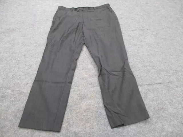 Ted Baker Pants Mens 35 Gray Wool Straight Leg Flat Front 35x30