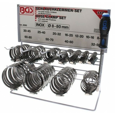 BGS COLLIERS DE DURITE A RESSORT AUTOSERRANTS ASSORTIMENT 80 pièces BGS 