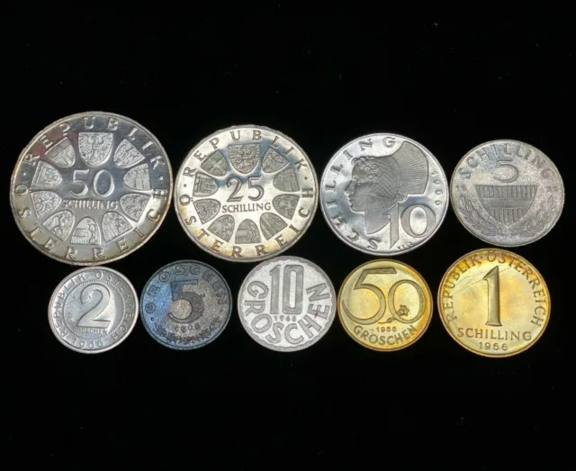 Austria 1966 Proof Set 9 Coins Scarce    B194