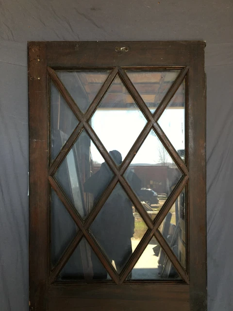1 Antique Exterior 12 Lite Diamond Pattern 30x80 Entryway Door VTG Old 453 -21B 2