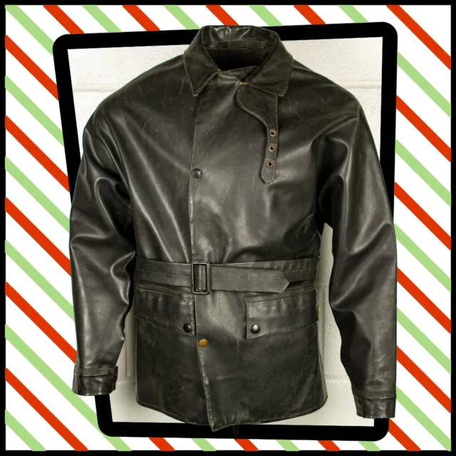 Vintage 50s BELSTAFF Rubber Black Prince JACKET   Black Size L- XL  093 G