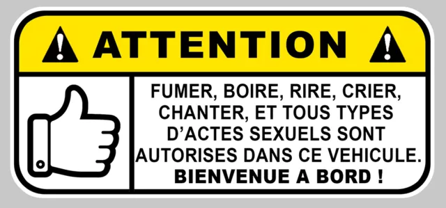 ATTENTION HUMOUR FUN DRIFT JDM AUTOCOLLANT STICKER 12cmX5,5cm  (DA139)