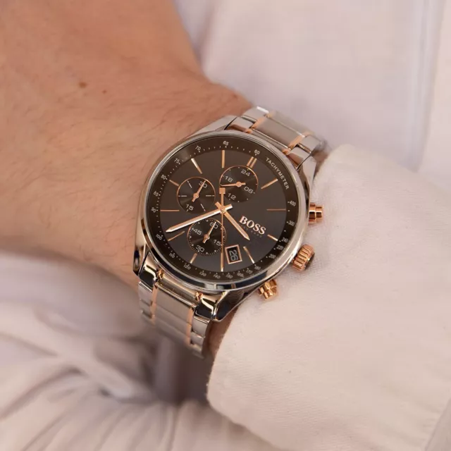 NEW GENUINE HUGO Boss Hb1513473 Grand Prix Gold And Silver Tone