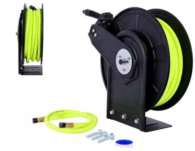 Ecomax 3/8 in. x 50 ft Retractable Enclosed Air Hose Reel with