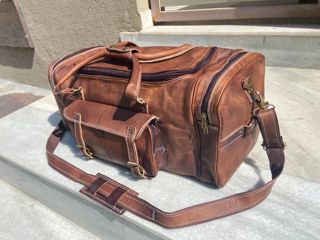 Grand sac de voyage en cuir fait à la main Sac de voyage en cuir marron Nouveau