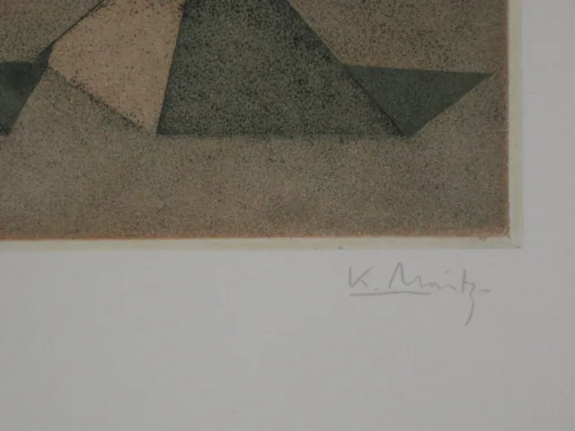 Klaus Moritz, orig. Farblithographie, handsigniert. ( Leuchtturm und Pyramiden ) 2