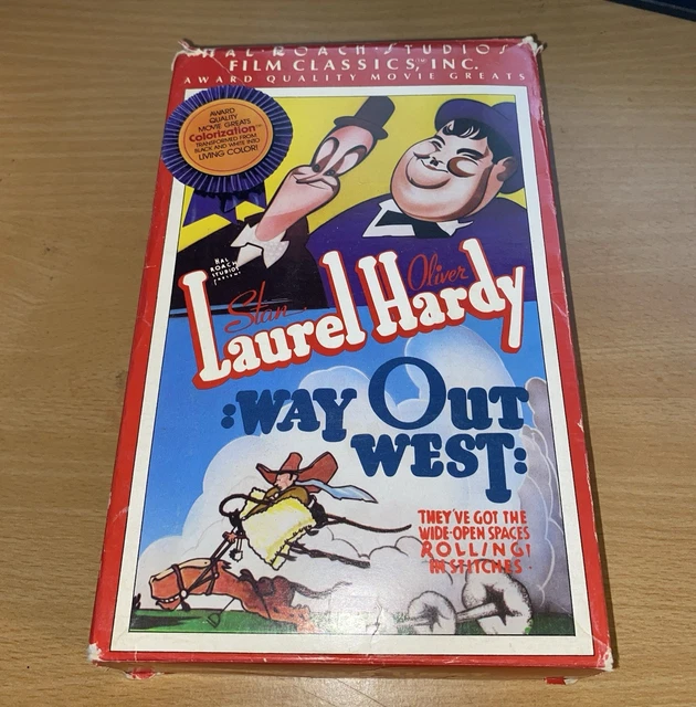 LAUREL AND HARDY Way Out West VHS Tape Used Colorized
