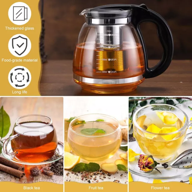 Teekanne 2000ml Filtersieb All-in-one-Set Tee und Kaffee -ausbaubarer Infuser
