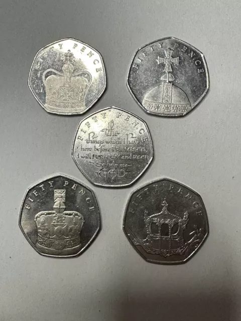 2018 Queens Sapphire Anniversary Coronation 50p Coin Set Isle of Man Full Set