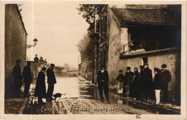 CPA AK CORBEIL - CORBEIL inondé - 1910 - Route de Soisy (489205)