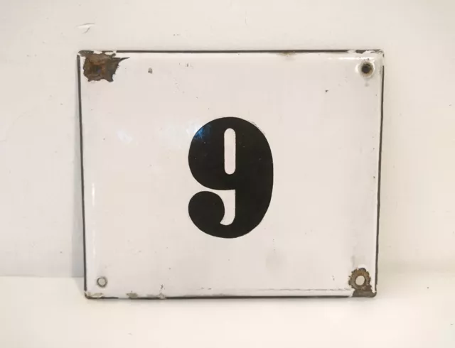 House Number 9 Vintage Retro Metal Enamel Sign Board Address Plaque Number Nine