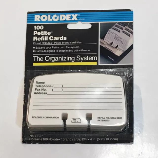 Vintage 1989 Rolodex 100 Petite Refill No. SB31 Cards 2.25"x 4"