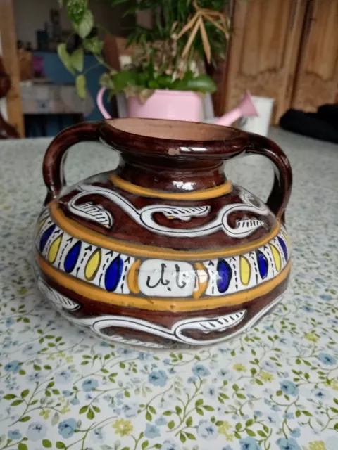Vase Ancien En Ceramique Style Art Deco Iznick Signature A Identifier