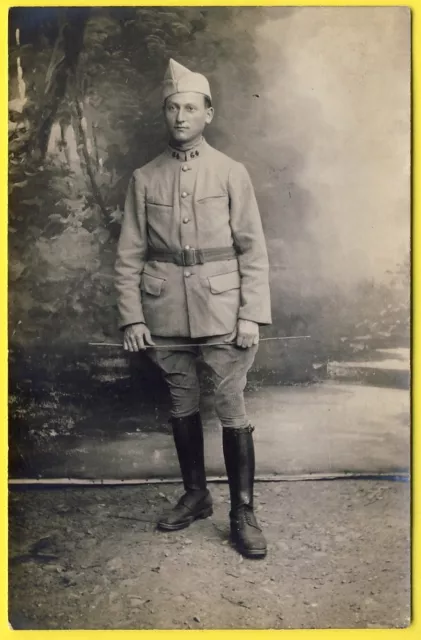 cpa CARTE PHOTO Soldat du 64e Régiment Militaire Uniforme