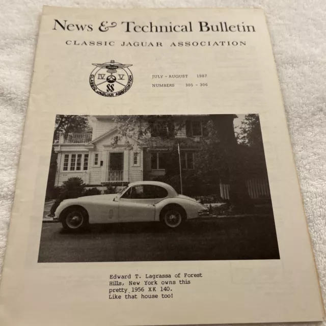 CLASSIC JAGUAR ASSOCIATION - NEWS & TECHNICAL BULLETIN 12 PAGES July-Aug 1987