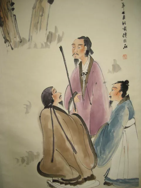 Old Chinese Antique Hand Scroll Painting About Figure By Fu Baoshi傅抱石 人物 3