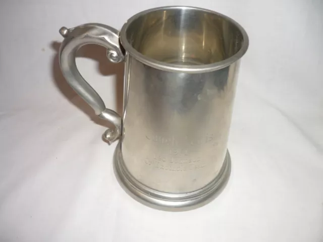 Vintage Stieff Clear-Bottomed Pewter E-3 Tankard Mug Spain Engraved