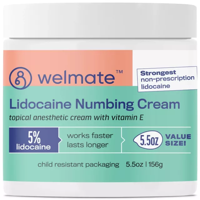 Lidocaine 5% Numbing Cream Topical Size 5.5oz Jar Non-Prescription  Pain Relief