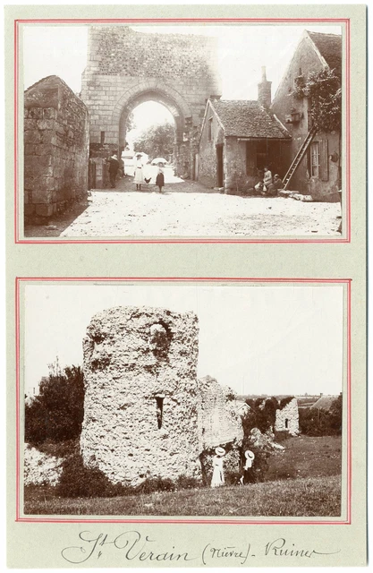 France, Saint-Vérin, ruines du château  vintage silver printEnsemble de 2 phot