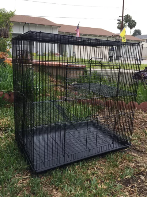 3-Levels Black Chinchilla Guinea Pig Mouse Rat Mice Degu Rabbit Glider Cage