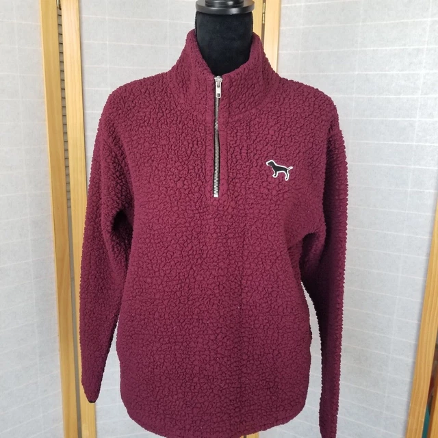 PINK Victoria's Secret Purple Magenta Pullover Fleece Half Zip Small Sweatshirt