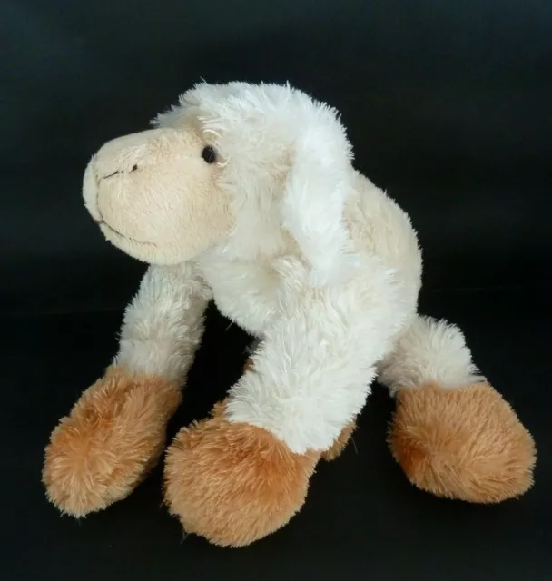 A1- DOUDOU PELUCHE MOUTON PLUSH 4 U ECRU BEIGE CARAMEL 24cms - EXCELLENT ETAT