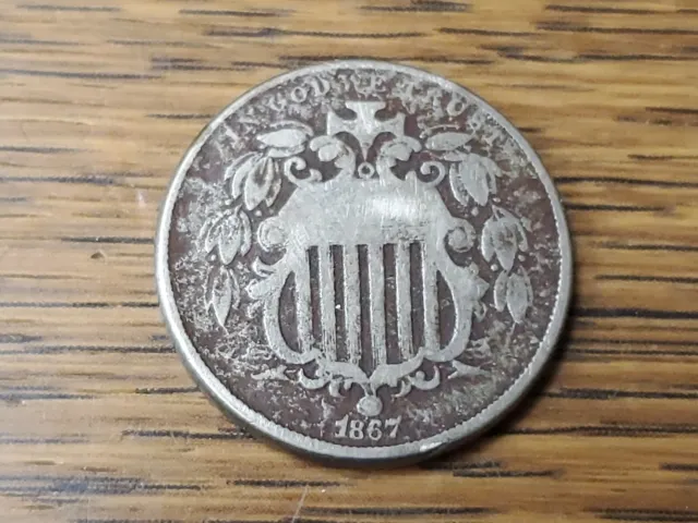 1867 shield nickel no rays