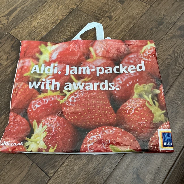 VINTAGE ALDI Jam Packed With Awards Plastic Carrier Bag £0.69 PicClick UK