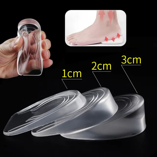 1 Pair Silicone Gel Heel Lift Taller Shoe Inserts Height Increase Insoles Pads