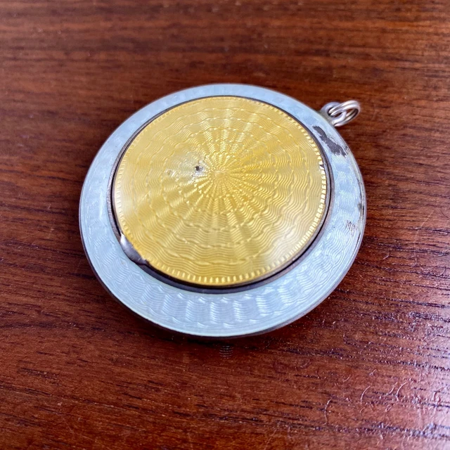 Thomae Sterling Silver & Enamel Compact / Orig. Powder Puff - No Monogram