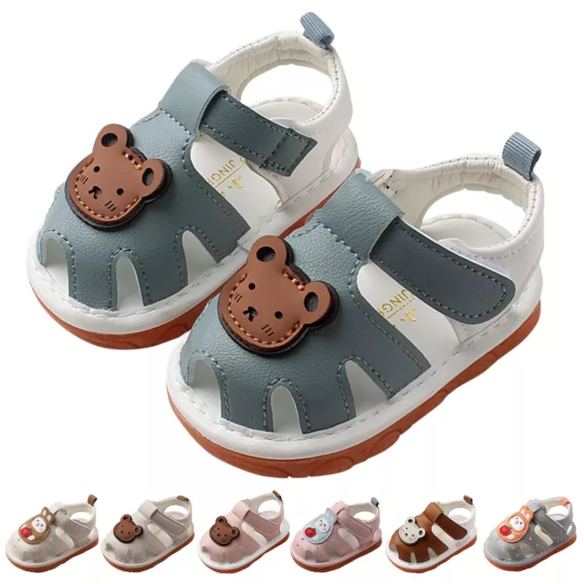 Boy Girl Toddler Summer Sandals Cute Bear Rubber Sole Prewalker Non-Slip Shoes