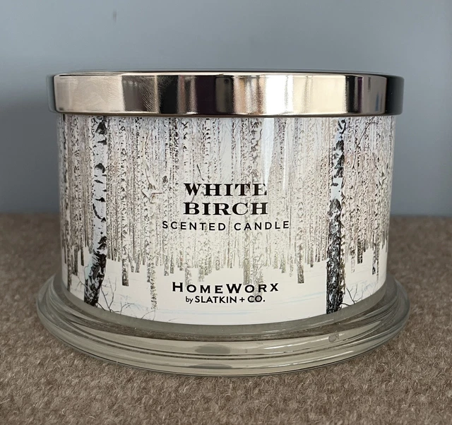 HomeWorx by Harry Slatkin White Birch Candle 18oz 4 Wick New!!