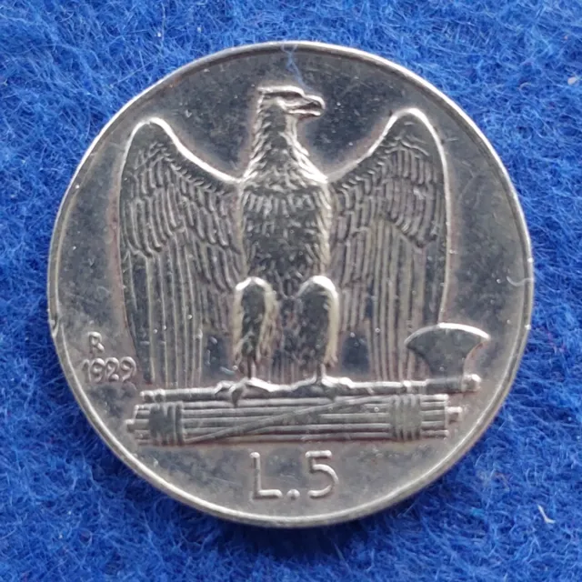 Moneta Regno D'italia - Vittorio Emanuele Iii - 5 Lire Aquilotto 1929 - Argento