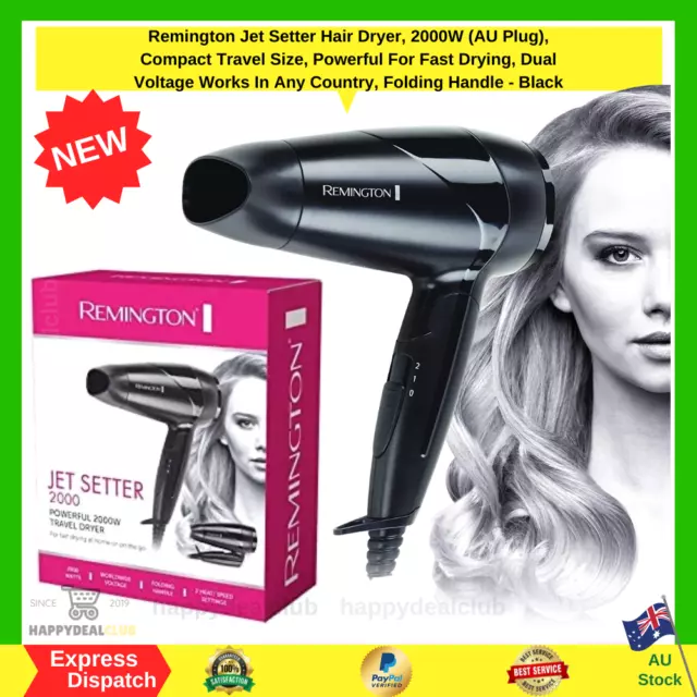 Remington Jet Setter Hair Dryer, 2000W (AU Plug), Compact Travel Size, Powerful