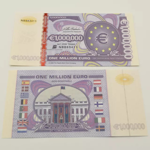 10pcs /set 1 Million Euro Banknote Fluorescent Security Serial Number Banknote 2