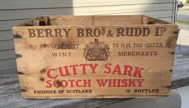 Vintage Berry Bros & Rudd Ltd Cutty Sark Scotch Whisky Wood Shipping Crate Box