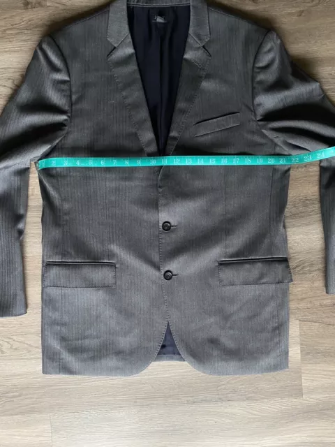 J.Crew Grey Slim Fit  Herringbone Blazer 42r 100% Italian Wool Tollegno 1900 2