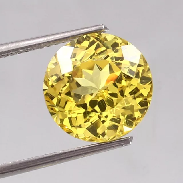 10 Ct AAA+ Natural Ceylon Yellow Sapphire GIE CERTIFIED Round Cut Loose Gemstone