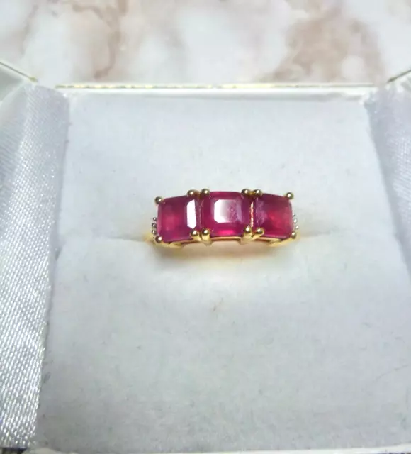 Ruby Ring Gold Overlay Sterling Silver