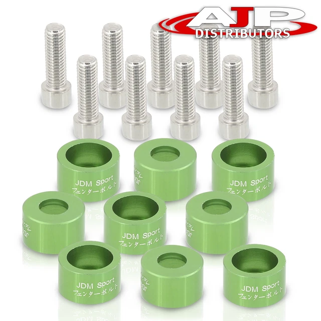 M8 x 1.25 9PC EG EK EM DC Exhaust Header Manifold DressUp Bolts Washer Kit Green
