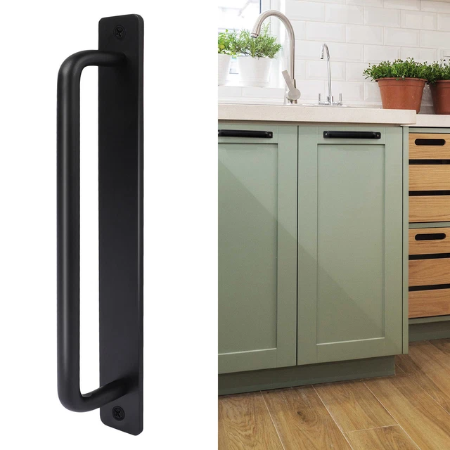 2-Pack Black Matte Sliding Barn Door Pull Handles for Gates Garages Hardware 10"