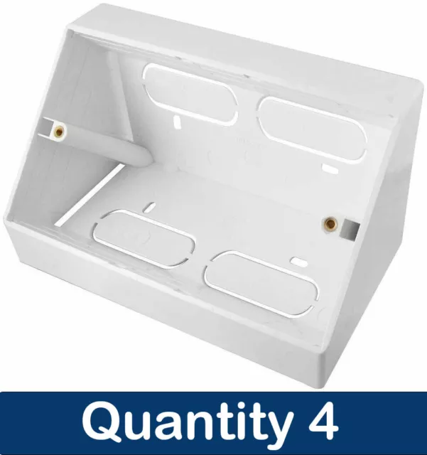 4 Pack White Double 2 Gang Pattress BackBox 45 Degree Angled Surface Mount/Bench