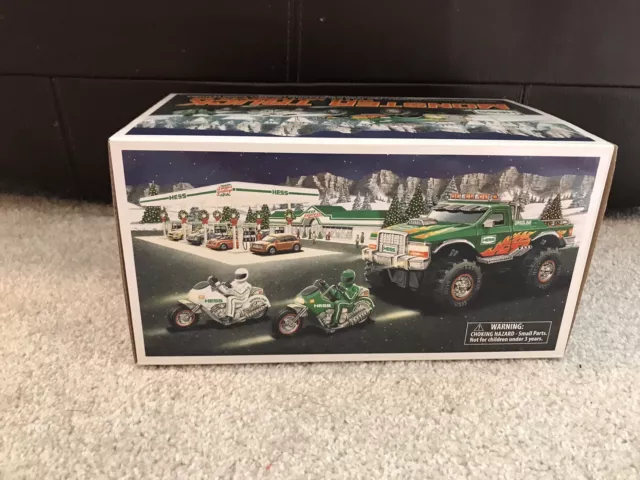 HESS MONSTER TRUCK WITH MOTORCYCLES 2007 New In Box, Never Used