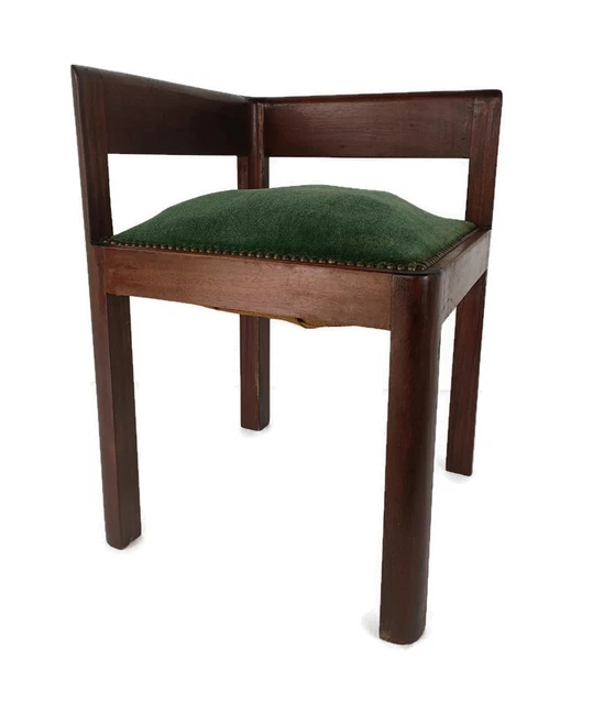 wooden  Corner Chair Barn style and Louis XV style Beautiful Hobnails Green Velv