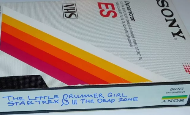 SONY VHS tape, sold as used blank, 1985 TMC Lil Drummer Girl/Star Trek/Dead Zone SONY VHS tape, sold as used blank, 1985 TMC Lil Drummer Girl/Star Trek/Dead Zone